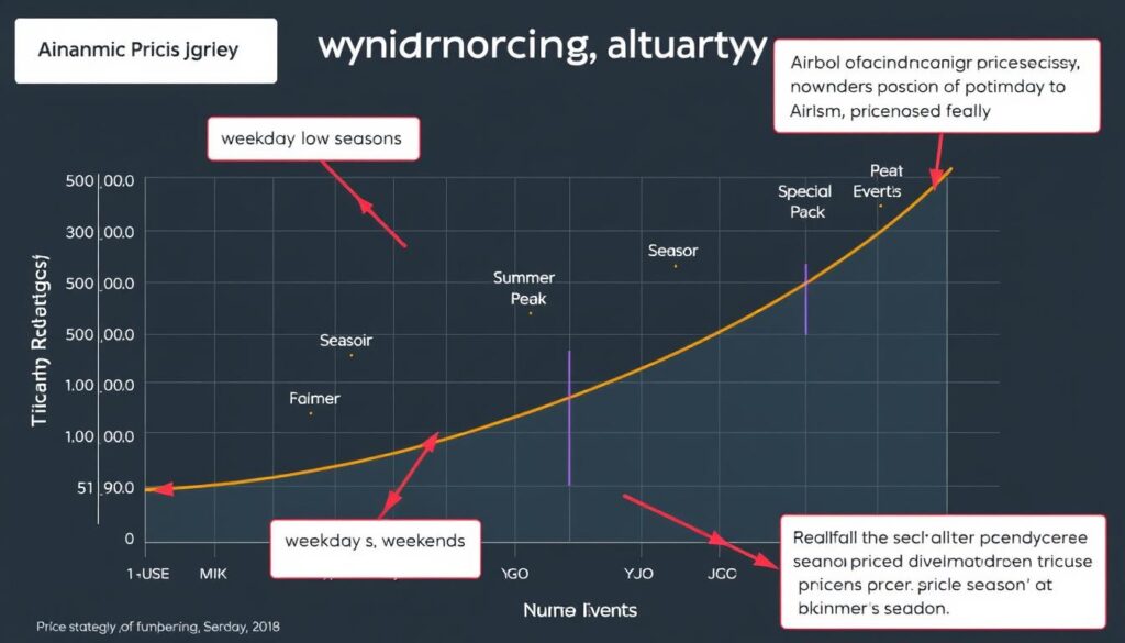 Grafik zur dynamischen Preisgestaltung bei Airbnb mit saisonalen Schwankungen Grafik zur dynamischen Preisgestaltung bei Airbnb mit saisonalen Schwankungen