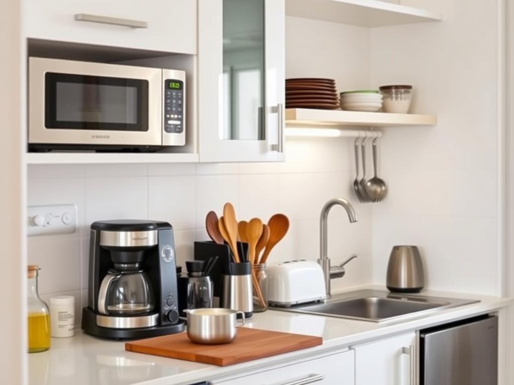 Perfekt ausgestattete Airbnb-Küche mit allen notwendigen Utensilien Perfekt ausgestattete Airbnb-Küche mit allen notwendigen Utensilien
